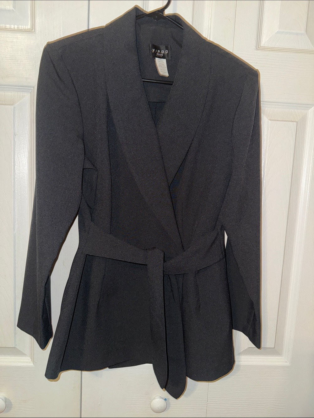 Virgo Black Shawl Collar Belted Blazer